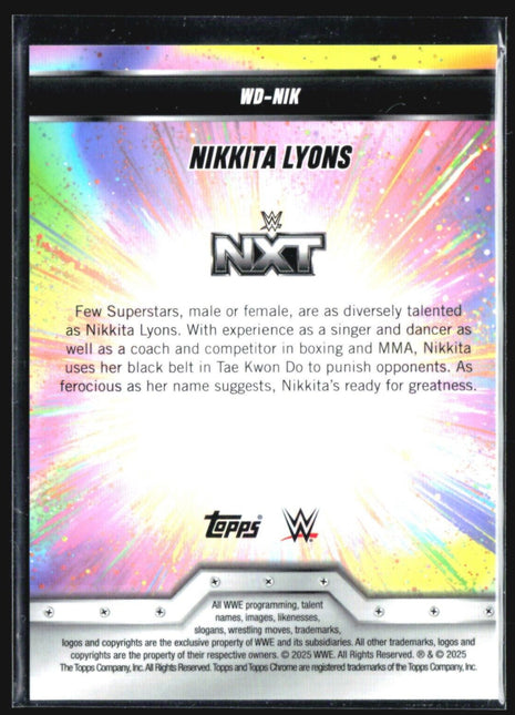 2025 Topps Chrome WWE Nikkita Lyons Orange Refractor /25 #WD-NIK