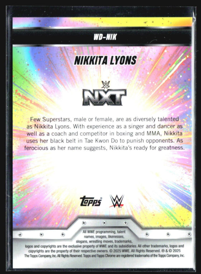 2025 Topps Chrome WWE Nikkita Lyons Orange Refractor /25 #WD-NIK
