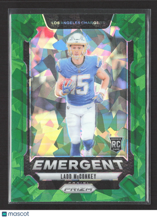 2024 Panini Prizm - Emergent Ladd McConkey #13 Green Ice Prizm (RC)