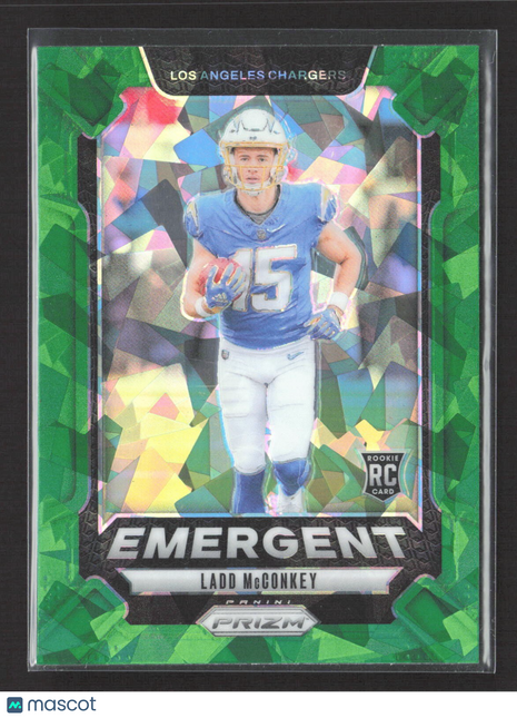 2024 Panini Prizm - Emergent Ladd McConkey #13 Green Ice Prizm (RC)