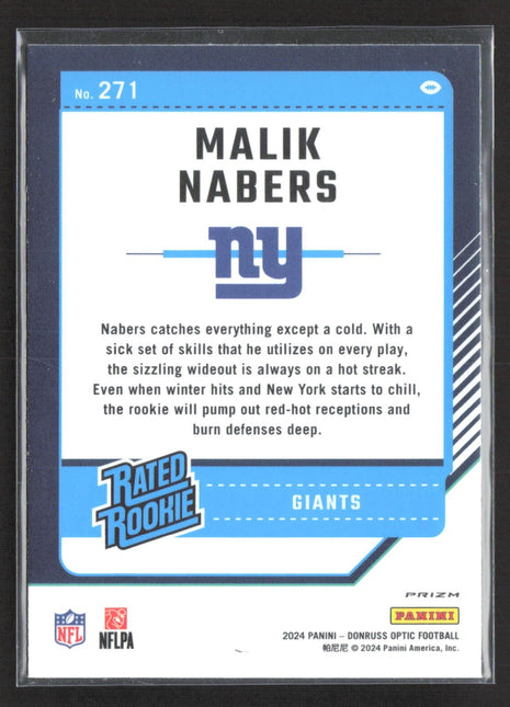 2024 Panini Donruss Optic - Rated Rookie Malik Nabers #271 Pink Prizm (RC)
