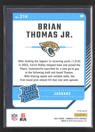 2024 Panini Donruss Optic Rated Rookie Brian Thomas #214 Purple Scope Prizm RC