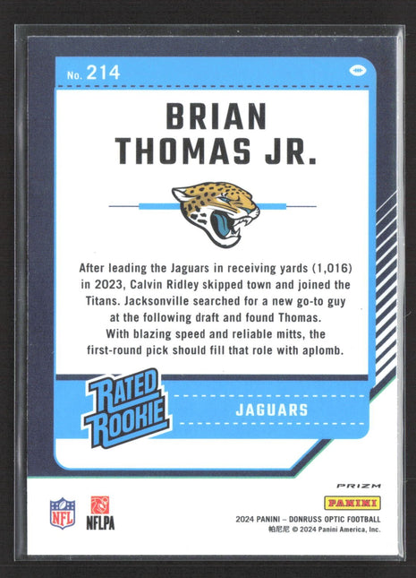 2024 Panini Donruss Optic Rated Rookie Brian Thomas #214 Purple Scope Prizm RC