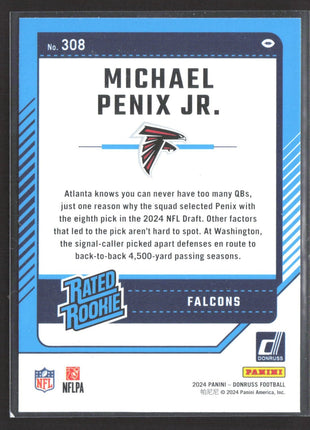 2024 Panini Donruss - Rated Rookie Michael Penix Jr. #308 Blue Press Proof (RC)