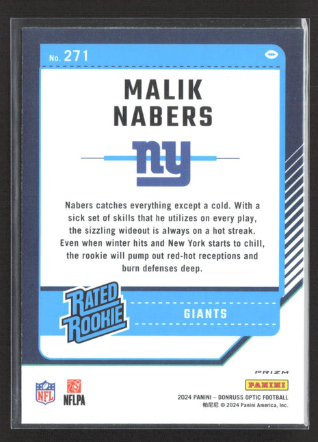 2024 Panini Donruss Optic Rated Rookie Malik Nabers #271 Purple Shock