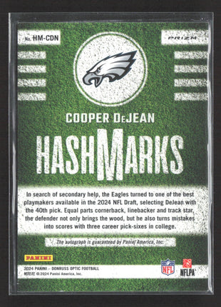 2024 Panini Optic Cooper Dejean Hashmarks Auto Rc #HM-CDN