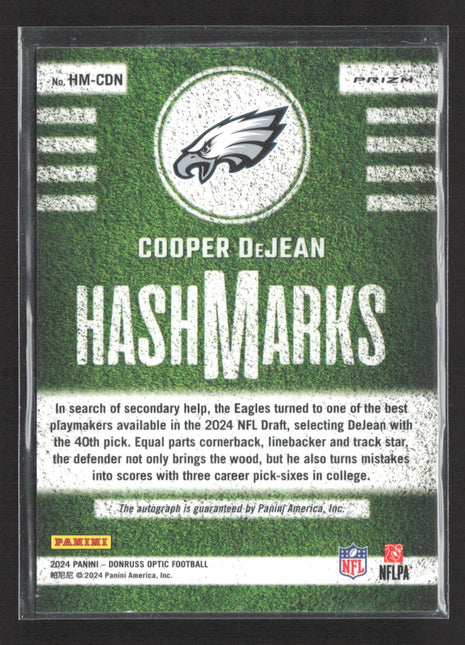 2024 Panini Optic Cooper Dejean Hashmarks Auto Rc #HM-CDN