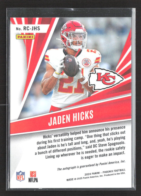 2024 Panini Phoenix - Rookies Jaden Hicks #187 Pandora Autograph