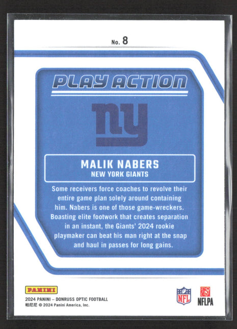 2024 Panini Donruss Optic - Play Action Malik Nabers #8 (RC)