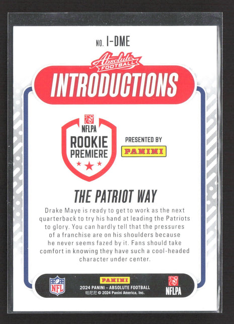 2024 Panini Absolute - Introductions Drake Maye #I-DME (RC)