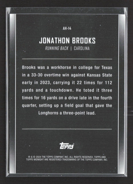 2024 Topps Midnight After Hours Jonathon Brooks Black 1/1 Rc #AH-14