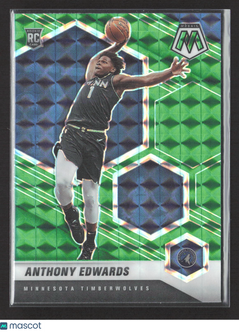2020-21 Panini Mosaic - Rookie Anthony Edwards #201 Green Mosaic Prizm (RC)
