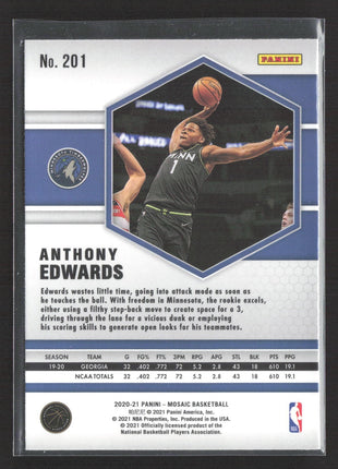 2020-21 Panini Mosaic - Rookie Anthony Edwards #201 Silver Prizm (RC)