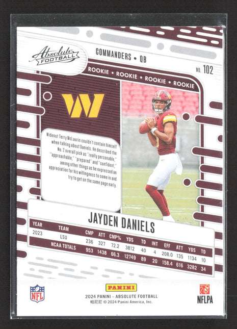 2024 Panini Absolute - Rookies Jayden Daniels #102 (RC)