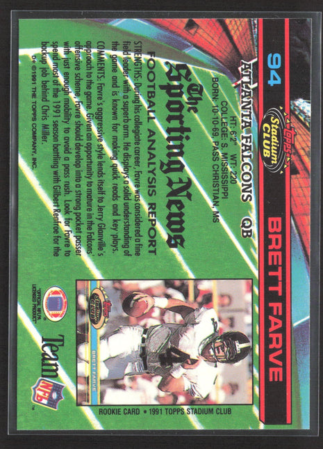 1991 Topps Stadium Club - Brett Favre #94