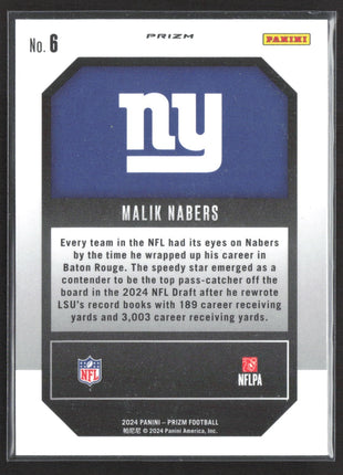 2024 Panini Prizm - Emergent Malik Nabers #6 Green Wave Prizm (RC)