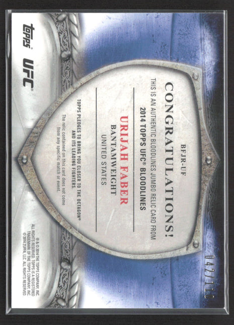 2014 Topps UFC Bloodlines Fighter Jumbo Relics Urijah Faber #BFJR-UF /110 MEM
