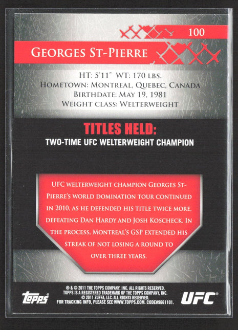 2011 Topps UFC Title Shot Georges St Pierre #100
