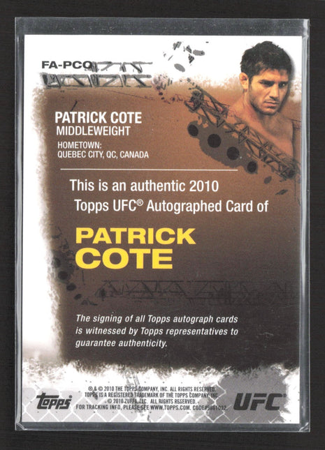 2010 Topps UFC Patrick Cote 1st Autograph #FA-PCO