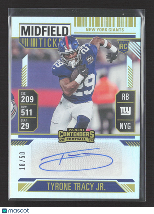 2024 Panini Contenders Tyrone Tracy Jr. #179 Midfield Ticket /50 Auto