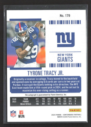 2024 Panini Contenders Tyrone Tracy Jr. #179 Midfield Ticket /50 Auto