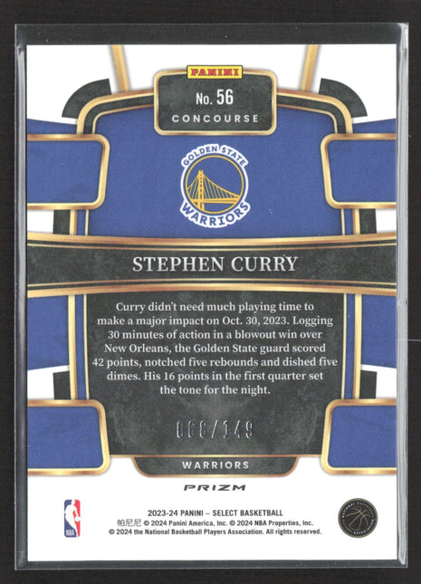 2023-24 Panini Select - Concourse Stephen Curry #56 White Prizm /149