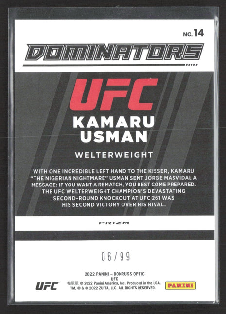 2022 Panini UFC Optic Kamaru Usman Dominators Red /99