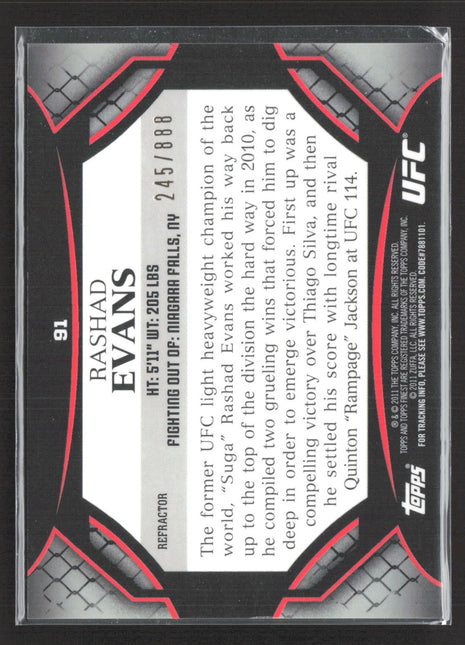 2011 Topps Finest UFC Rashad Evans Refractor /888 #91