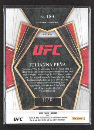 2022 Panini Select UFC - Premier Level Julianna Pena #183 Purple Prizm /60