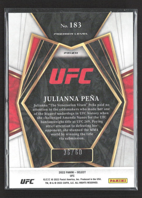 2022 Panini Select UFC - Premier Level Julianna Pena #183 Purple Prizm /60