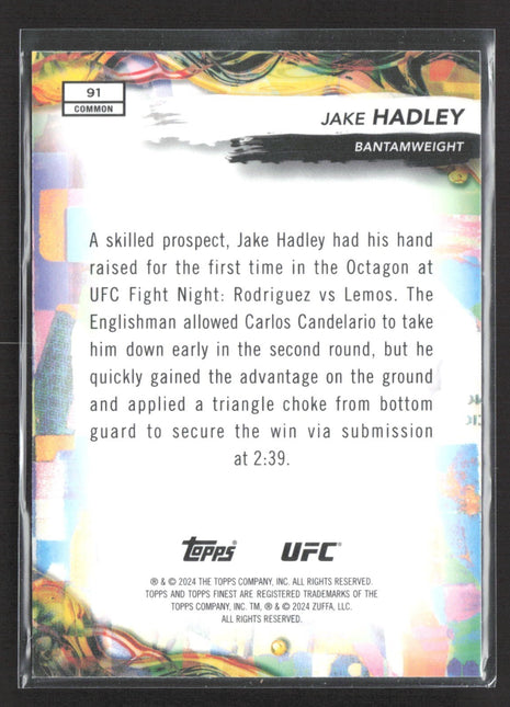 2024 Topps Finest Jake Hadley Rc Red Shimmer #91
