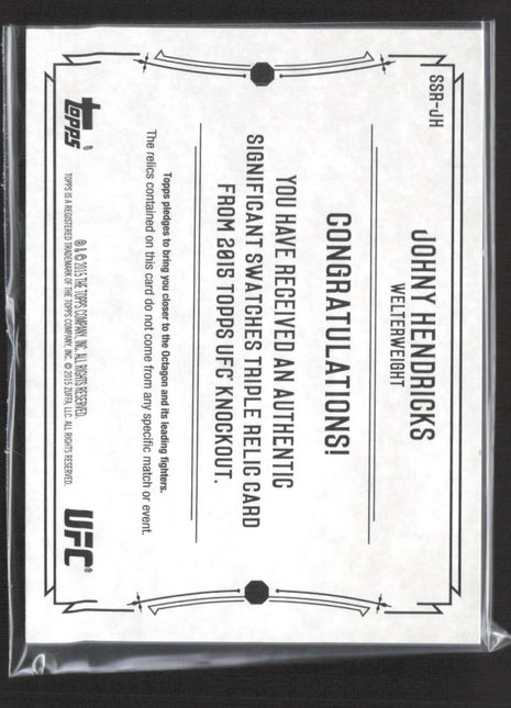 2015 Topps UFC Museum Collection Johny Hendricks Relic /25