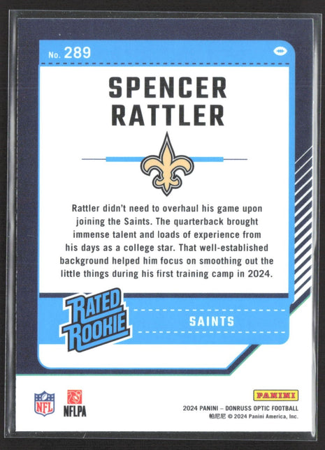 2024 Panini Optic Spencer Rattler Rated Rookie #289
