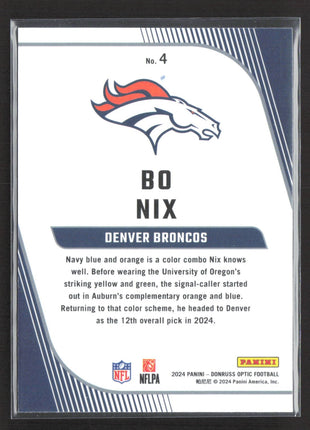2024 Donruss Optic Bo Nix Primary Colors Rc #4