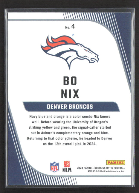 2024 Donruss Optic Bo Nix Primary Colors Rc #4