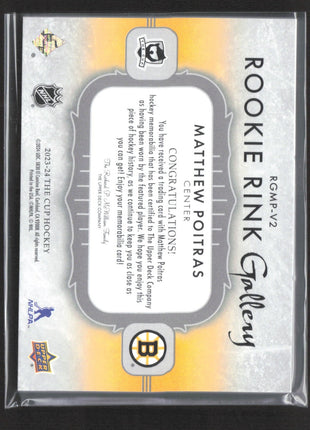 2023-24 Upper Deck the Cup - Rookie Rink Gallery Matthew Poitras Patch /49