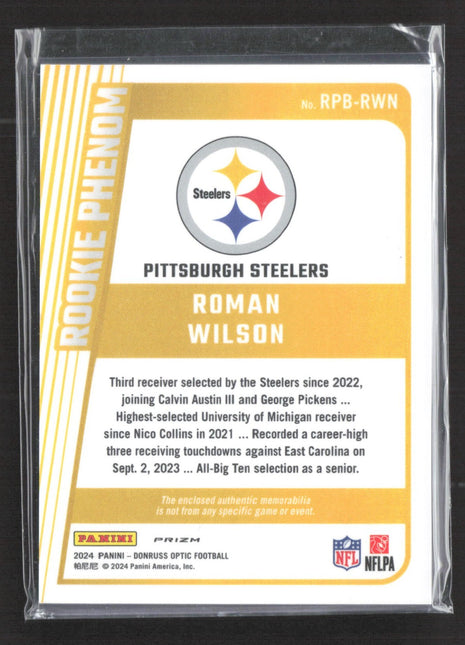 2024 Panini Donruss Optic Rookie Phenom Roman Wilson #RPB-RWN Blue Hyper Prizm