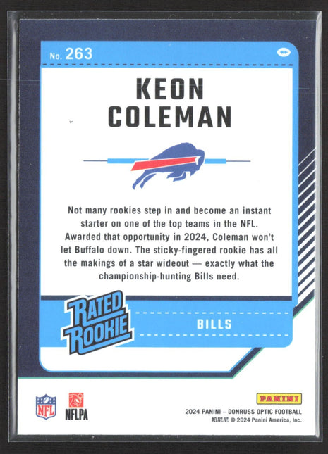 2024 Panini Donruss Optic - Rated Rookie Keon Coleman #263 (RC)