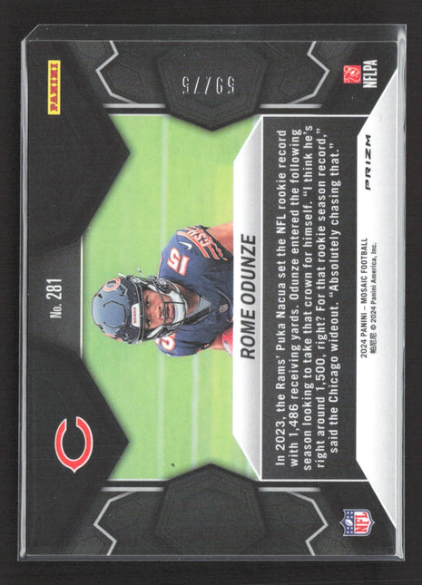 2024 Panini Mosaic NFL Debut Rome Odunze #281 No Huddle Blue Mosaic Prizm /75 RC