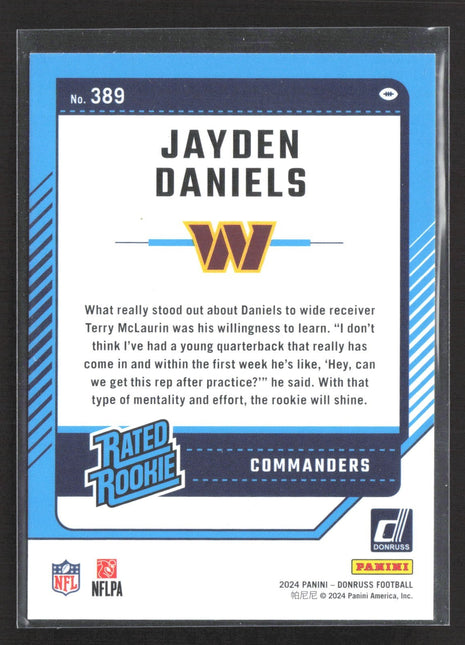 2024 Panini Donruss - Rated Rookie Jayden Daniels #389 Blue Press Proof (RC)