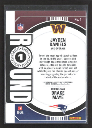 2024 Panini Contenders - Round Numbers Jayden Daniels Drake Maye #1 (RC)