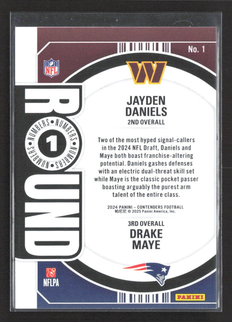 2024 Panini Contenders - Round Numbers Jayden Daniels Drake Maye #1 (RC)