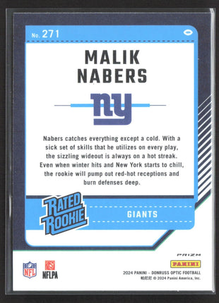 2024 Panini Optic Malik Nabers Rated Rookie Green Hyper #271