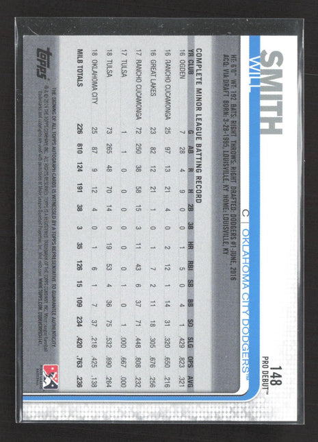 2019 Topps Pro Debut - Will Smith #148 Auto