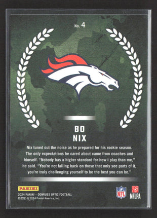 2024 Donruss Optic Bo Nix #4 Rc Rookie Recruits