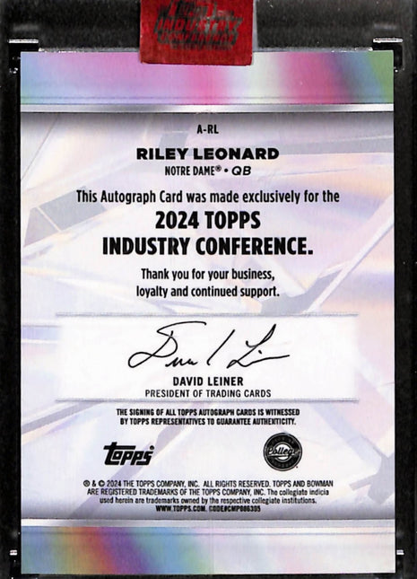 2024 Bowman University Topps Industry Conference Riley Leonard Auto /15