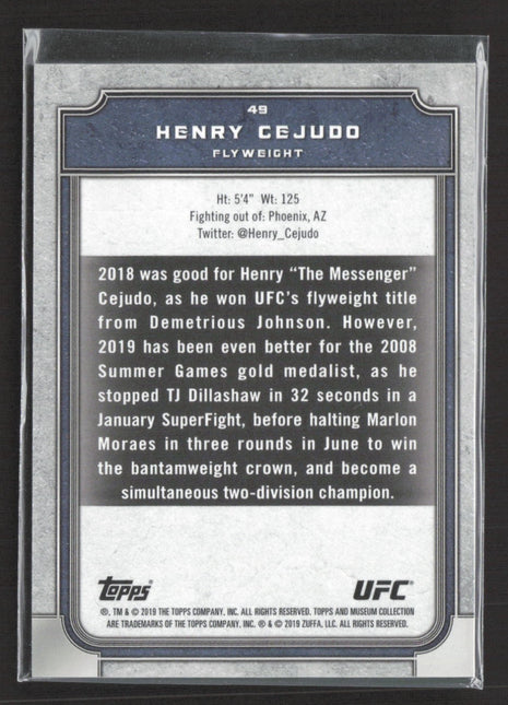 2019 Topps UFC Museum Collection Henry Cejudo Yellow /75 #49