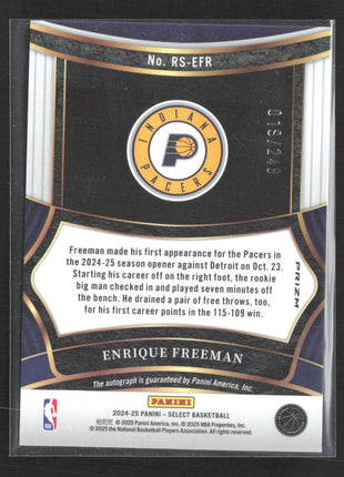 2024-25 Panini Select  Enrique Freeman #RS-EFR Sivler Rc auto /249
