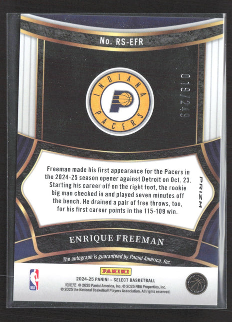 2024-25 Panini Select  Enrique Freeman #RS-EFR Sivler Rc auto /249