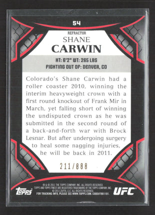 2011 Topps FInest UFC Shane Carwin Refractor #54